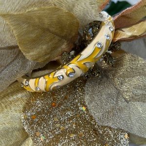 NWOT Nordstrom Sequin Bracelet Yellow Mustard Gold Cream Color w/Rhinestones